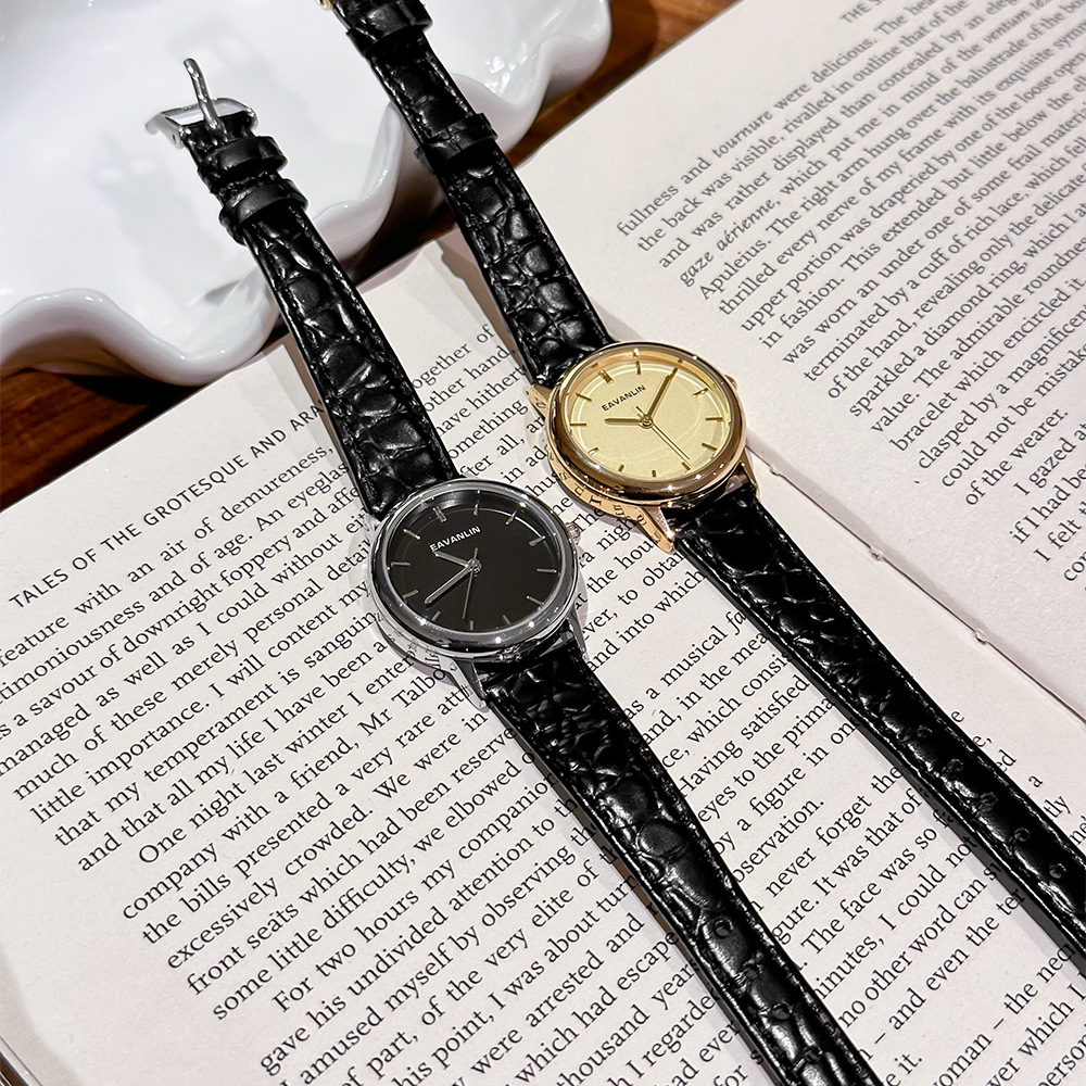 Luxury Watch Gold And Black - Nuevo reloj de cuarzo con correa