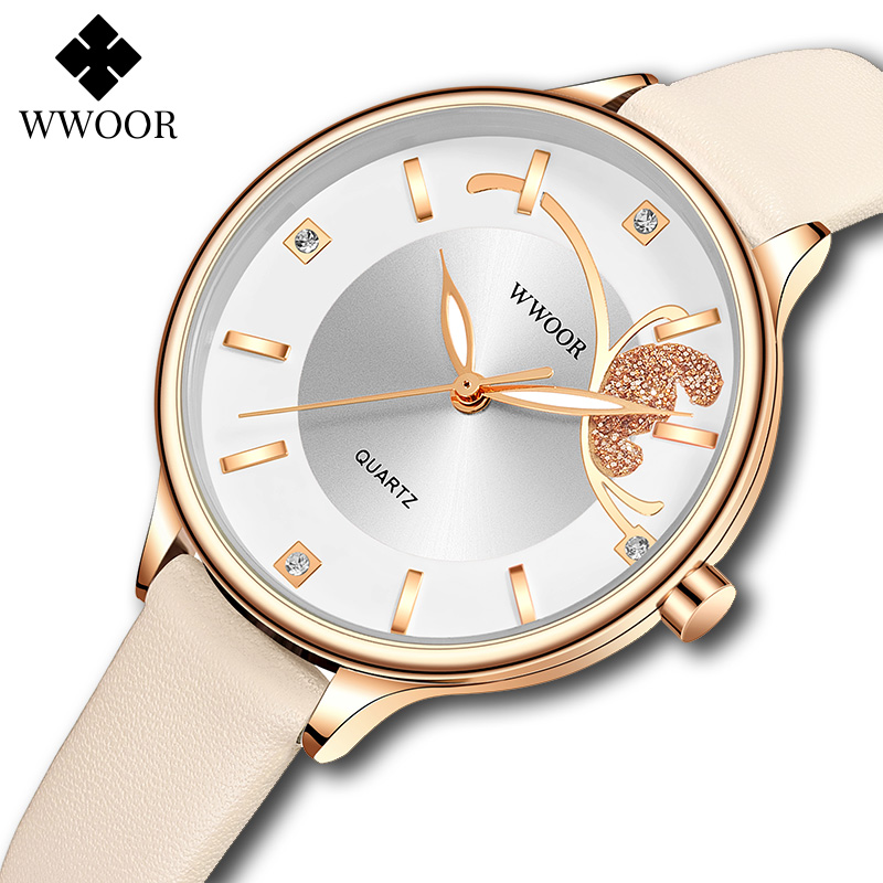 Luxury Watch White - WWOOR-reloj de cuarzo impermeable para mujer,