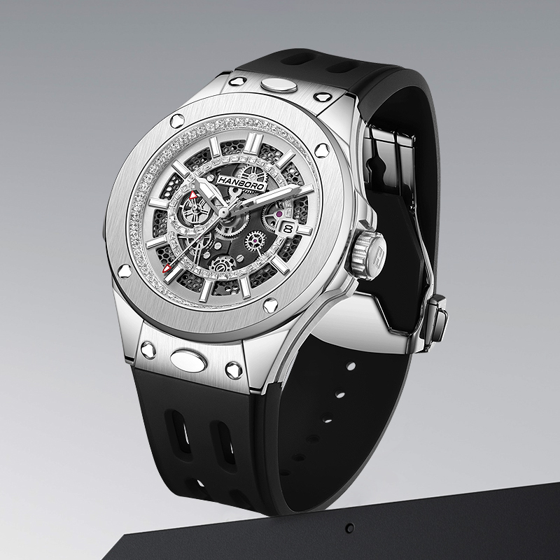 Luxury Watch With Rubber Strap - HANBORO, reloj automático para hombre, reloj