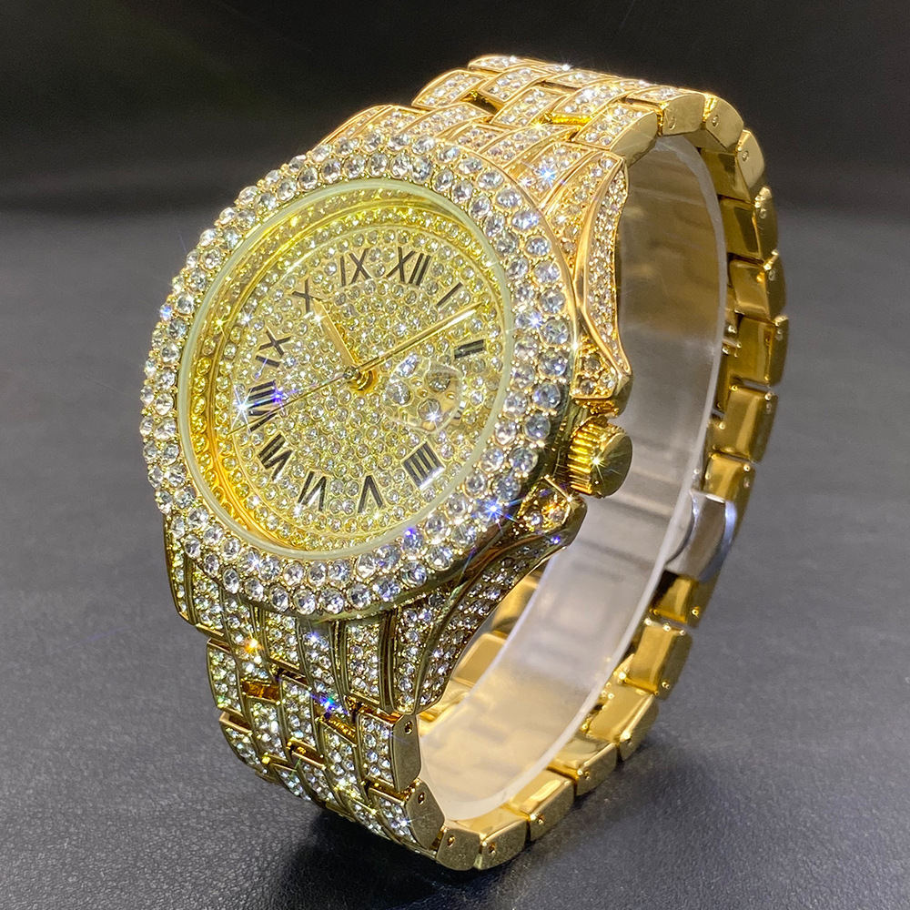 Luxury Watch Gold And Black - Reloj de Pulsera Grande Dorado, Plateado
