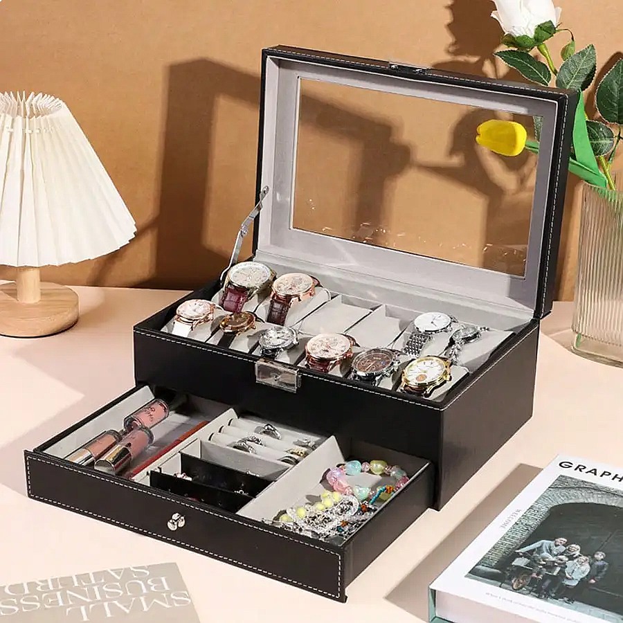 Caja para Relojes de 12 Ranura - Luxury Watch Black reseña y precio
