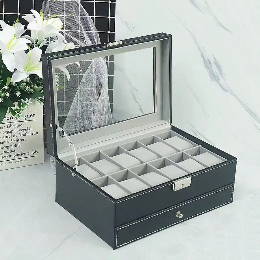 Caja para Relojes de 12 Ranura - Luxury Watch Black reseña y precio