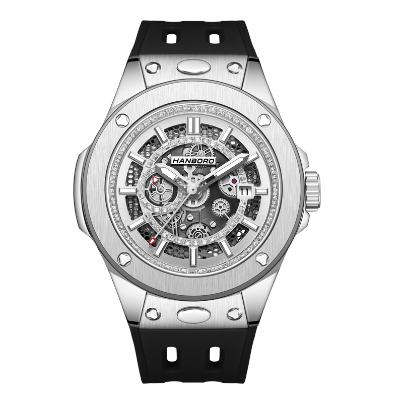 HANBORO, reloj automático para - Luxury Watch With Rubber Strap reseña y precio