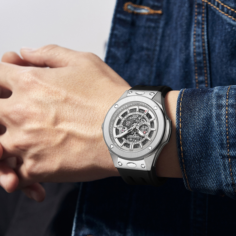 HANBORO, reloj automático para - Luxury Watch With Rubber Strap reseña y precio